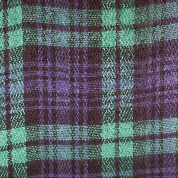 Green & Blue Plaid Scarf – Oversized Blanket Wrap 58” x 56” - Picture 5 of 6